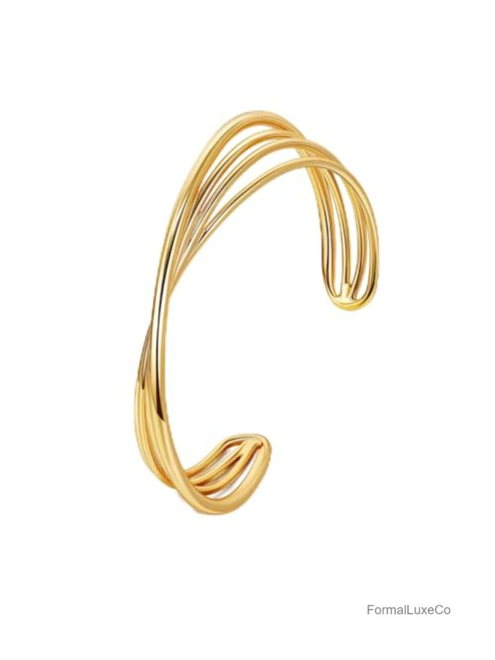 18K Gold Plated Cuff Bracelet Adjustable Open Bangle Hollow Multi-Layer Wrist